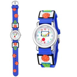 Relojes de pulsera Reloj deportivo de moda para niños Cuarzo 3D Relieve Baloncesto Patrón Niños Niñas Reloj Estudiante Tiempo Reloj de pulsera Regalos Reloj de pulsera