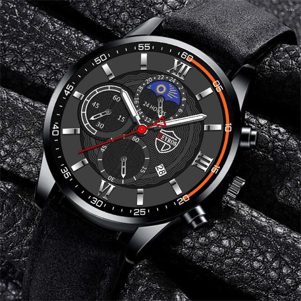 Relojes de pulsera Relojes deportivos de moda para hombres Calendario de cuero Luminoso Reloj de cuarzo para estudiantes de negocios para adolescentes