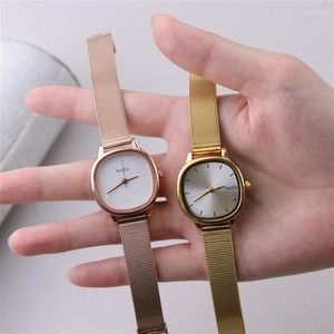 Horloges Mode Vierkante dameshorloges voor dames Meisje Eenvoudige vouwgesp Roestvrij stalen horlogeband Quart Charm-polshorloge
