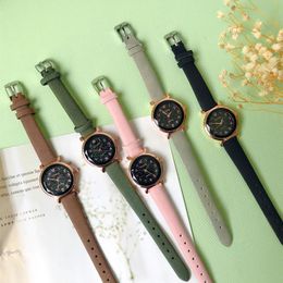 Montres-bracelets Mode Starry Sky Femmes Montres Polygon Surface Ulzzang Marque Qualités Dames Casual Femme Mat En Cuir Horloge