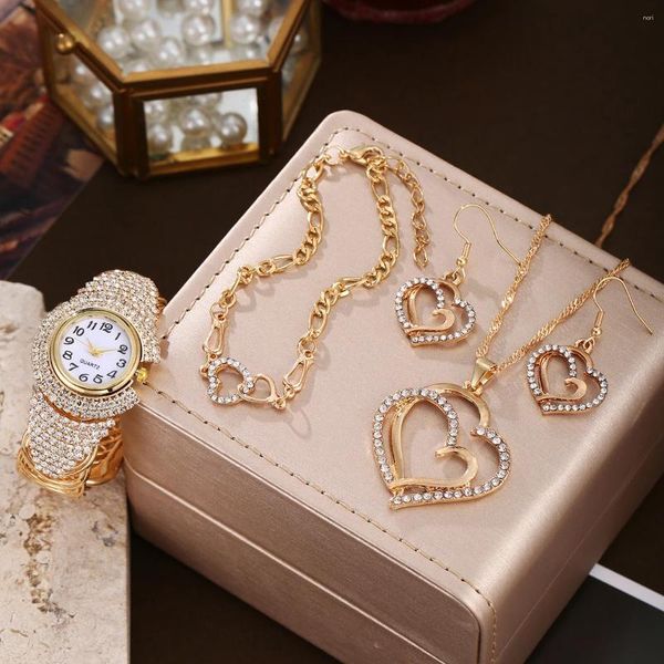 Montres-bracelets Tendance de la mode Boucle pour femme Bracelet gratuit Montre à quartz et 3 articles de bijoux