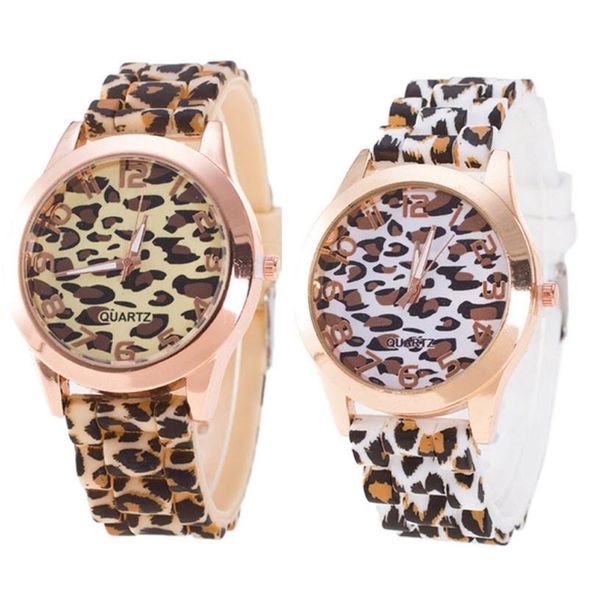 Relojes de pulsera Moda Unisex Leopardo Silicona Jelly Gel Cuarzo Analógico Reloj de pulsera Temperamento Buen regalo Gota de alta calidad A26