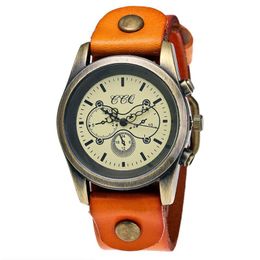 Polshorloges Fashion Vintage Leather Quartz Vrouwenpolhorloge Saati Relojes Para Mujer Zegarki Damskie Bracelet Clock