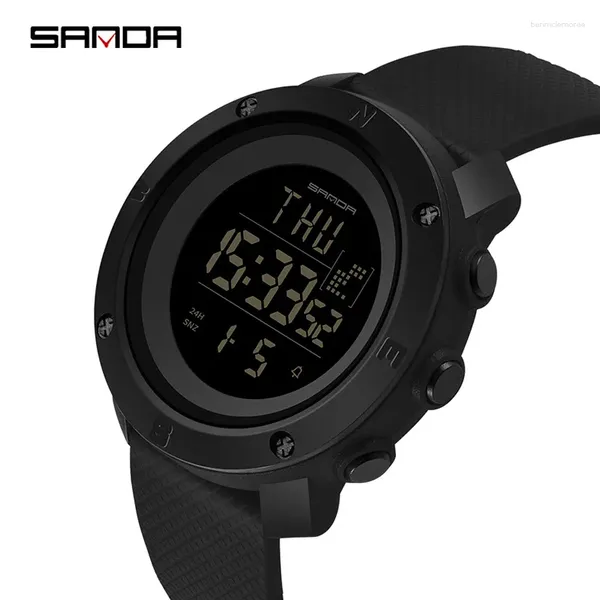 Montre-bracelets Couple de montre de mode Sanda Top Brand Women Men's Sport Digital Outdoor Imperpano Watches for Lovers Alarm Chronograph Dual