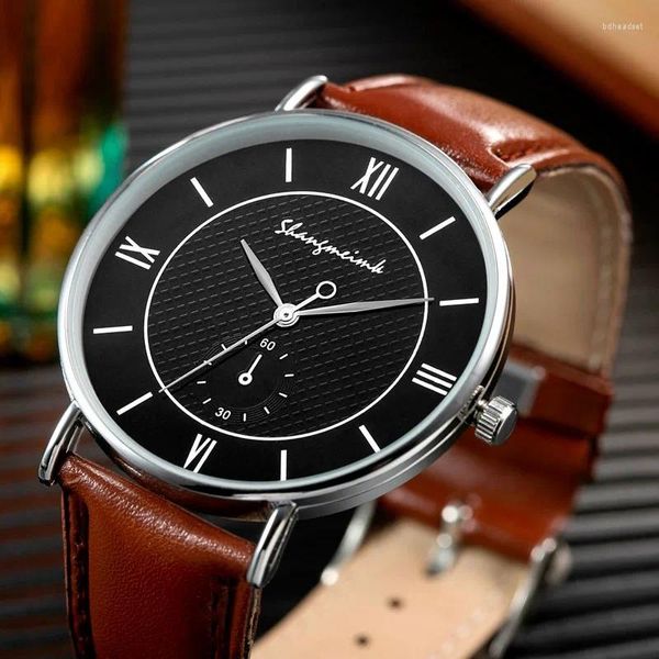 Relojes de pulsera Reloj de moda para hombres Relojes de diseño de negocios Reloj de cuarzo de cuero de mano luminoso Relojes Para Hombre