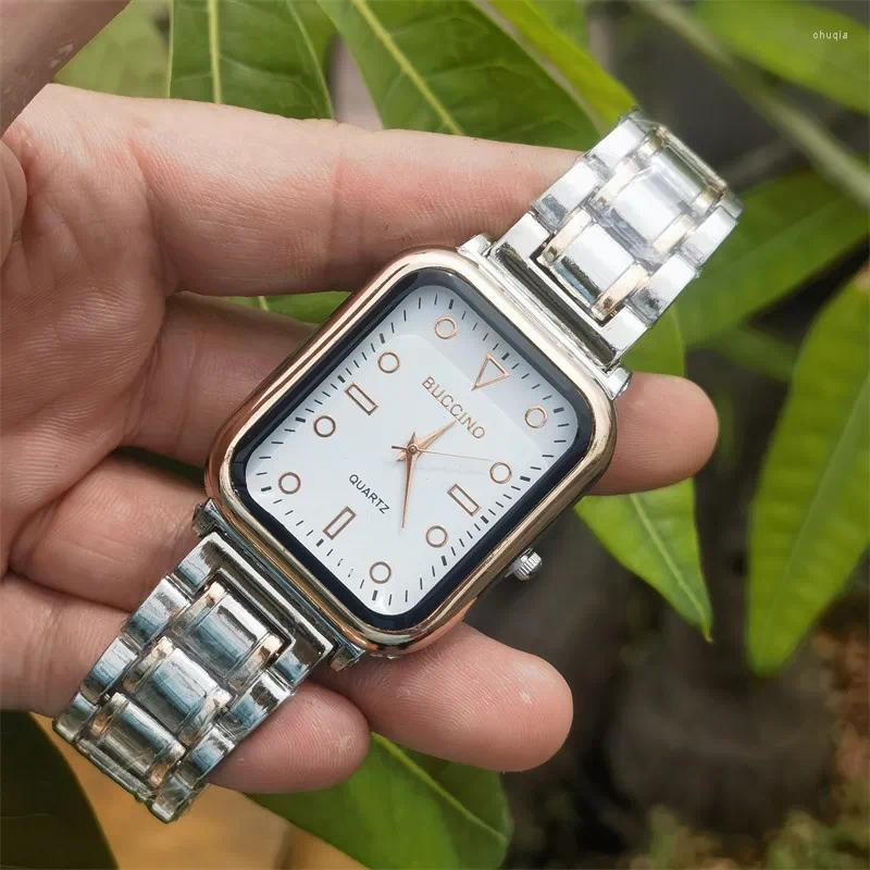 Wristwatches Fashion Watch For Men Classic Gold Reloj Square Rectangle Dial Case Quartz Wristwatch Male Man Black Golden Clock Luxury