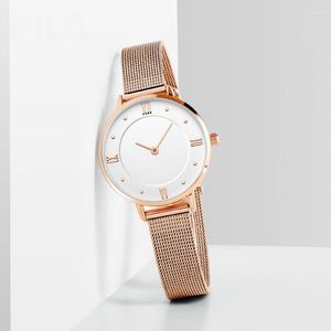 Horloges Mode Horloge Voor Vrouwen Eenvoudige Stijl Geweven Stalen Band Quartz Dameshorloges Elegant Temperament Type FLL38-616