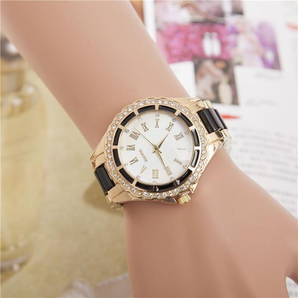 Relojes de pulsera Reloj de moda para mujer Espejo de mármol 2023 Escala romana Diamante Ocio Cuarzo 6 colores opcionales