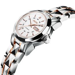 Montres-bracelets montres de mode femme montre mécanique automatique en acier au tungstène étanche Double calendrier montre pour femme montres-bracelets