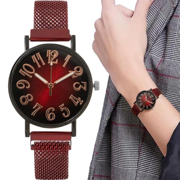 Relojes de pulsera Reloj de mujer de moda Correa de acero de malla Casual Deporte Estilo simple Cuarzo para mujer Reloj