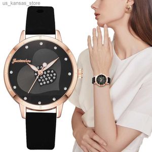 Montre-bracelets Fashion Femmes Es Simple Heart en forme de cristal dames Quartz poignets fraîches Femelle Black Clock Kobieta Zegarek240409