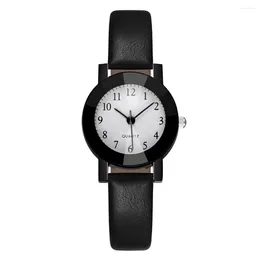 Polshorloges mode dames lederen universiteitsstijl zwarte kist fijne band kwarts analoog modern minimalistisch horloge