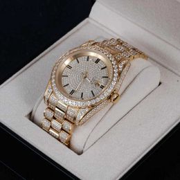 Montre-bracelets Fashion Women Luxury Diamond Steel Montres Bracelet Ladies Quartz Watch Rose Gold Womens Wristwatch Shiny Crystal Reloj Mujer D240417