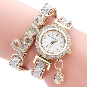 Horloges Mode Dames Multi-layer Armband Quartz Horloge Legering Kristal Liefdesbrief Band Horloge Sieraden Geschenken JRDH8892933
