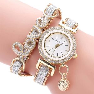 Horloges Mode Dames Multi-layer Armband Quartz Horloge Legering Kristal Liefdesbrief Band Horloge Sieraden Geschenken JRDH8892952