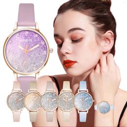 Polshorloges Fashion Women Quartz Bekijk Dial Leather Riem Lady Candy Color Dames Waterdicht cadeau voor vriendin