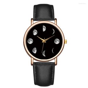 Montre-bracelets Fashion Women's Quartz Watch Phase of the Moon Minority Personality Montreuse Moda Clock Reloj Hombre