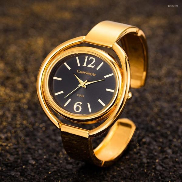 Relojes de pulsera Relojes de mujer de moda Brazalete de oro Reloj de cuarzo de acero para mujer Reloj femenino elegante simple Regalo Zegarek Damski