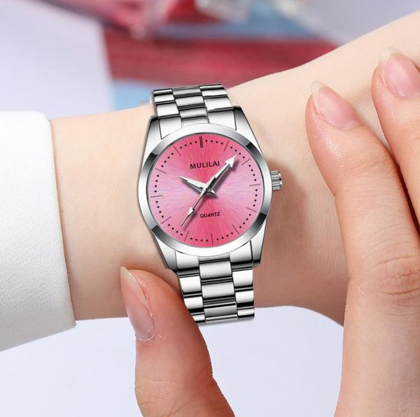 Relojes de pulsera Reloj de mujer de moda Reloj de pulsera de cuarzo analógico de acero inoxidable de cristal Pulsera Banda superior Relojes de lujo Dropship