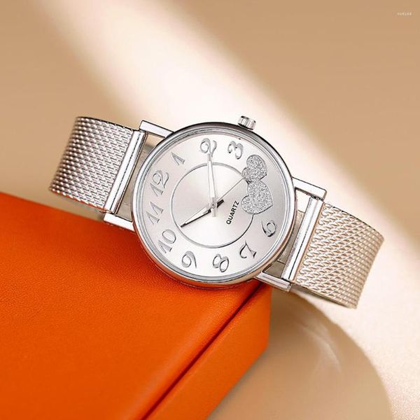 Relojes de pulsera Reloj de mujer de moda Banda de acero de lujo Señoras Cuarzo Esfera grande Muñeca