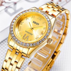 Montres-bracelets mode femmes montre OUBAOER diamant affichage analogique acier inoxydable Quartz Bayan Saat bon cadeau dames