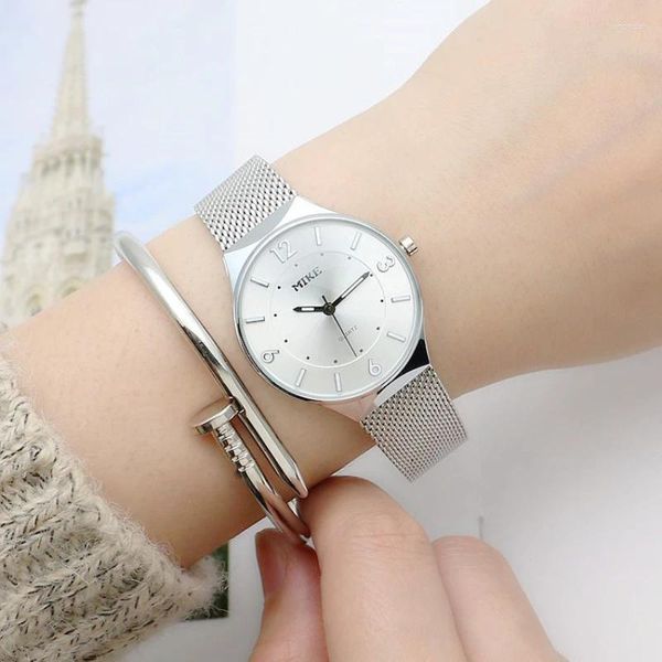 Muñecos de pulsera Fashion Women Watch Quartz Steel Mesh Bod