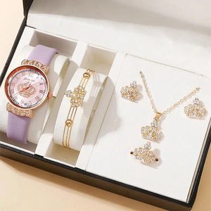 Montre-bracelets Fashion Femmes Regarder Round Dial Classic Ladise Montres Simple Clock for Female Gift Jewelry Set Relogio Feminino