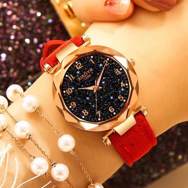 Relojes de pulsera Relojes de mujer de moda 2022 Vender Star Sky Dial Reloj de lujo Rose Gold Women's Cuarzo Muñeca Zegarek DamskiWristwatc2475