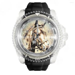 Horloges Modieus transparant siliconen zwart horloge Paardenkoppatroon Horloges Quartz sportpols voor heren en dames