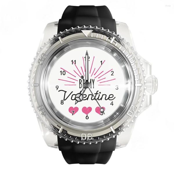 Relojes de pulsera Reloj blanco de silicona transparente de moda Relojes de amor rojos Muñeca deportiva de cuarzo para hombres y mujeres