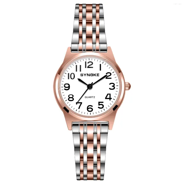 Mujeres de pulsera Reloj de cuarzo impermeable de moda para mujeres grandes cantidades de muesca fácil de leer Reloj de aleación de relojes de pulsera