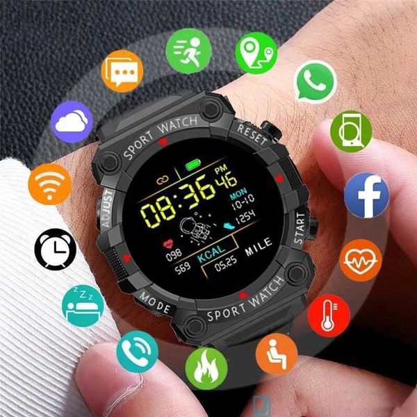 Relojes de pulsera FD68S Reloj inteligente Pantalla de color redonda Frecuencia cardíaca Conexión Bluetooth Podómetro Música Clima Pulsera deportiva inteligente al aire libre 24319