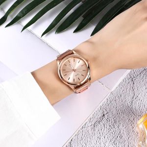 Montres-bracelets Femme Relogio Acier Inoxydable Maille Ceinture Dames Marbre Analogique Montre-Bracelet Automatique Rond Exquis Femmes Cadeau Zegarki Damskie *