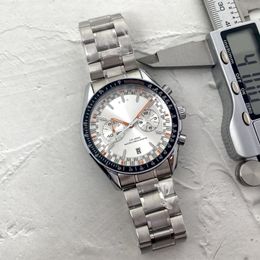 Relojes de pulsera para hombres 2023 Nuevos relojes para hombres 43 mm Cinco agujas Todos los diales funcionan Reloj de cuarzo Top Marca de lujo Correa de acero Hombres Moda SEA Europa diseñador Omeg relojes