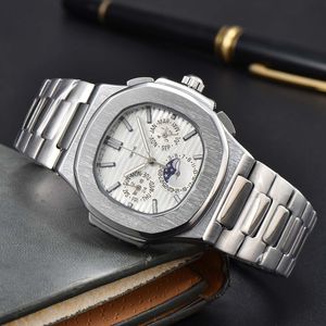 Pate Montres-bracelets pour hommes 2023 Nouveaux montres pour hommes Six aiguilles Tous les cadrans de travail Montre à quartz de haute qualité Top Marque de luxe Chronographe Horloge Ceinture en acier Mode Nautilus