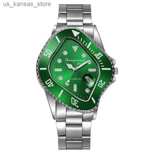 Montre-bracelets pour les hommes Twegular Twist en forme de poignet Male Homme Mâle Luxury Rhombique Green Calendrier Corloge de poignet Reloj Hombre240409