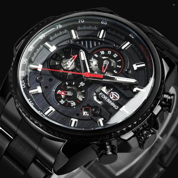 Relojes de pulsera Forsining Reloj deportivo para hombres Mecánico 3 Sub-Dial Relojes automáticos para hombre Reloj superior Montre Homme Regalo