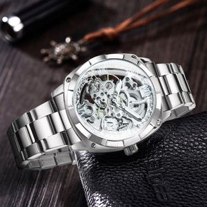 Horloges Forsining Vierkant goud skelet automatisch herenhorloge Gegraveerd uurwerk Lichtgevende wijzers Mechanische horloges Luxe roestvrij staal 230215