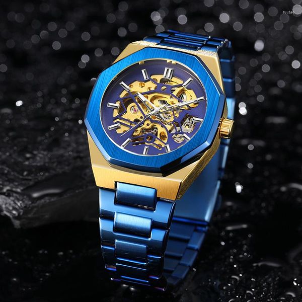 Montres-bracelets Forsining Top Marques Mécanique Hommes Montre Mode Casual Squelette Évider Étanche Bracelet En Acier Inoxydable Homme Montre-Bracelet