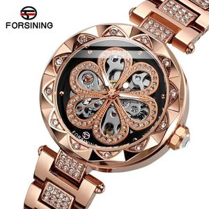 Montre-bracelets ForsiNing Watch for Women Automatic AutoProproof inoxydless Steel mécanical Woards's Gsourn Glamour Elegant Lady