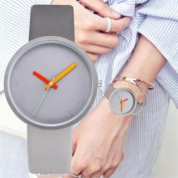Horloges Frauen Uhr Grau Kontrast Leder Quarzuhr Manner Uhren Liebhaber Unisex Casual Damen Armbanduhr Relogio Feminino315K