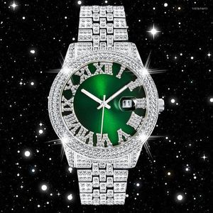 Montres-bracelets Drop Drop Hip Hop Iced Out Quartz Montre Homme Plein Bling Diamant Hommes Étanche En Acier Inoxydable Relogio Masculino