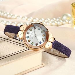 Montres-bracelets Bracelet en acier gratuit Julius Lady Montre pour femme Japon Quartz Heures mignonnes Mode Cuir véritable Enfants Horloge Anniversaire de fille