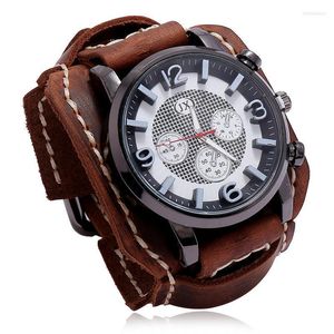 Montres-bracelets librement Punk rétro Boho en cuir véritable montre électronique hommes bracelets porte-bonheur pour femmes hommes bracelets cadeau bijoux montres-bracelets Wil