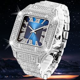 Horloges Volledige Bling Iced Out Horloge voor Mannen Hip Hop Rapper Quartz Heren Horloges Polshorloge Clasic Vierkante Kast Diamant Reloj hombre Dropship 230821