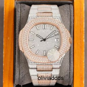 Polshorloges Volledige diamantheren horloge automatische mechanische horloges polshorloges roestvrijstalen riem saffier waterdichte ijssterrenhy 40mm Montre de luxe mi4c