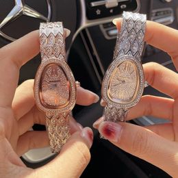 Montre-bracelets Bracelet en acier en acier Diamond Full Diamond Watch Quartz Watch pour femmes serpentines Dial Relogio Femininowrist 241V