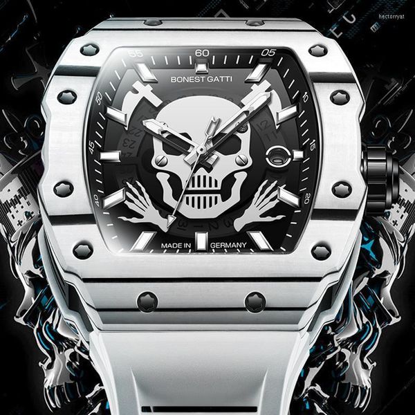 Relojes de pulsera GATTI Top Craft Watch Fibra de carbono Hombres Hueco Automático Mecánico Nicho Luz Deportes de lujo - SkullWristwatches Hect22