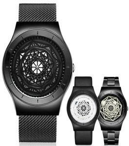 Montre-bracelettes Geek Watches Men Minimaliste Auto Turbine Turbine Turntable Quartz Watch Clove Creative Male Steel Wristwatch Relogo MAS2345977