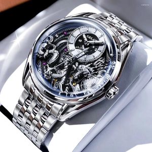 Montres-bracelets Gelatu Montres masculines Luxury Dragon China Loong Dial Automatique Mécanique montre la bracele